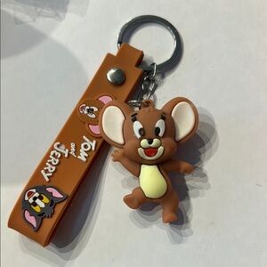 NWOT Brown Leather Key & Card Holder with Cartoon Charm